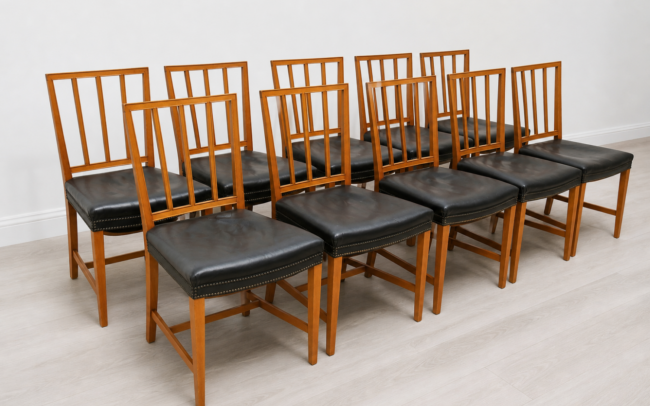 10 x Josef Frank Stühle Svenskt Tenn Modell 620 Walnussholz