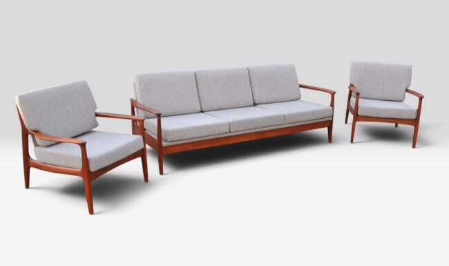 Eugen Schmidt Soloform vintage Teak Sofa und 2 Sessel